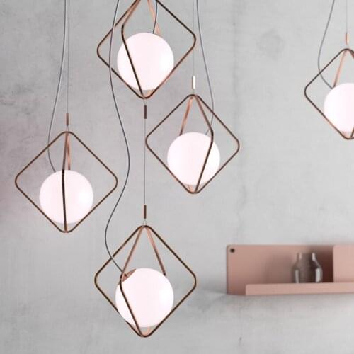 Copper christmas balls 3 black iron pipe gold pendant light living room decoration hanglampen lampes suspendues