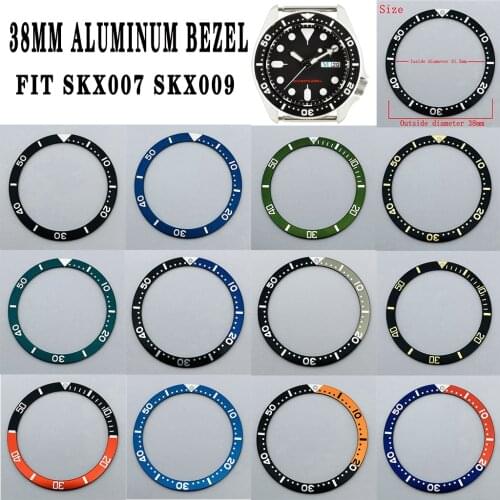 Miuksi 38mm flat aluminum bezel fit SKX007 SKX009 Japan SKX Turtle watch replace accessories watch parts