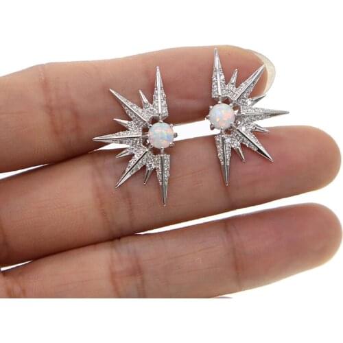 Fashion Gothic New Simple Punk Star Earrings Rock Opal Jewelry Pentacle Opal Earrings Shinny Star Women Femme Earring Wholesale