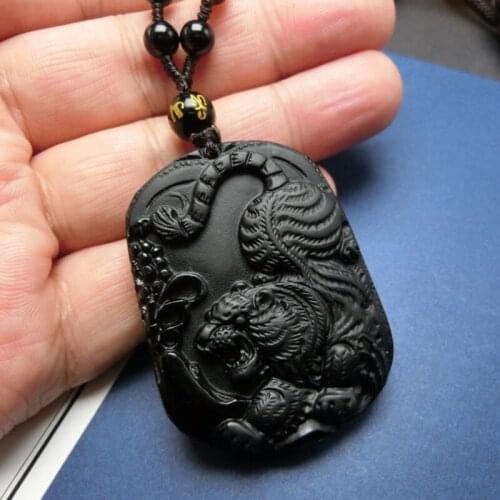 New hot Obsidian Tiger Pendant men and women grinding away evil fashion boutique jewelry Tiger Baqi brand Necklace Pendant