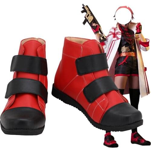 Game Arknights EXUSIAI Mostima Cosplay Boots Red Leather Shoes Custom Made Any Size