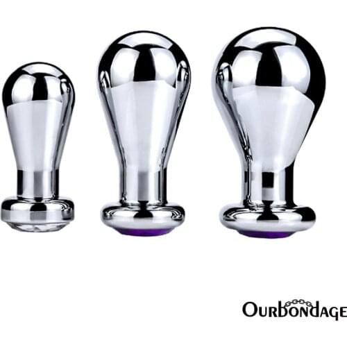 Ourbondage Stainless Steel Balloon Shape Diamon Anal Dilator SET For Woman Men Gay Douche Enema syringe Butt Plug Anal Sex Toys