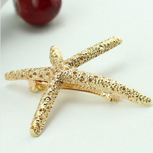 Silver Plated Golden & Bronze Hollow Big Starfish Hair Clips Fashion Barrettes for Women Headwear Hair Accessories