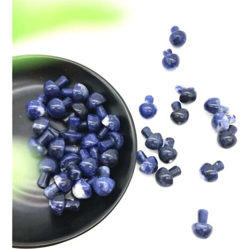 Drop Shipping 1/2Pcs Lovely Natural Sodalite Mushroom Shaped Polished Stone Decor Healing Gift Natural Stones and Crystals