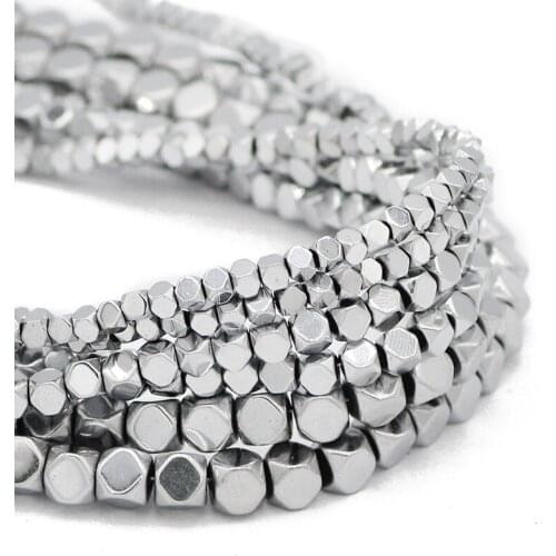 3/4/6MM Multicolored Faceted Square Natural Hematite Stone Spacer Cube Loose Beads For Jewelry Making DIY Bracelet Findings