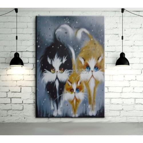 Top Artist Hand-painted High Quality Modern Cats Oil Painting On Canvas Funny Animal Cat Oil Painting For Wall Decoration