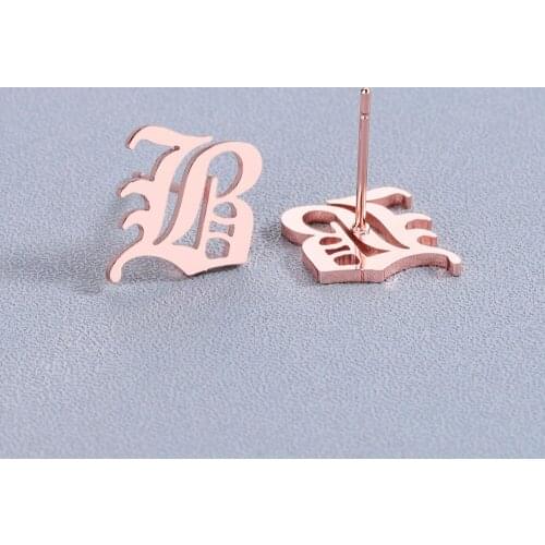 Chandler Old Letter B Earrings High Quality Stud Earring A-Z Alphabet Steel Fashion Jewelry For Women Valentines Day Present