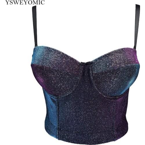 Summer Golden Pink Slim Sexy Nightclub Slim Dance Performance Vest Size Wrapped Rim Outer Wear Women Bustier Crop Tops D-006