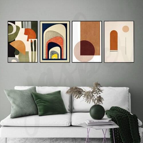 Scandinavian Door Arch Abstract Circle and Rectangle Canvas Painting Line Poster Print for Wall Art Home Bedroom Decoration