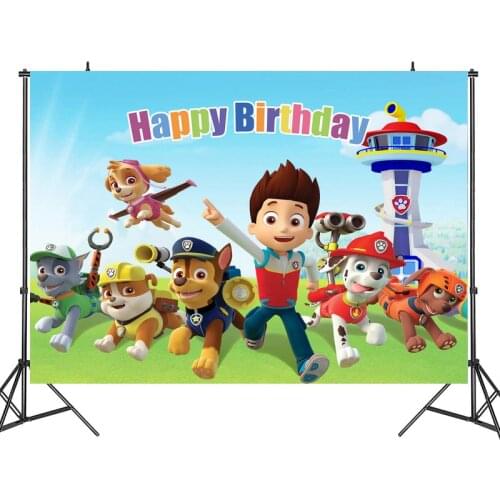 Rescue Dog Party Backdrops Childrens Birthday Party Decoration Gift Dog Party Wall Anime Mighty Pups Backdrop Stand