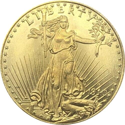 United States Liberty 1910 D Twenty 20 Dollars Saint Gaudens Double Eagle With Motto In God We Trust Gold Copy Coin