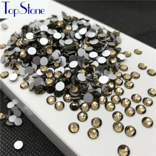 Topstone ss3-ss34 Non hotfix rhinestone flatback smoked-Topaz Color Glue On Nail Art 3D Glass Crystals Stones