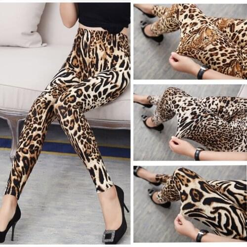 Spring autumn women leggings wgraffiti sexy leopard print womens pants stretch summer trousers cropped lengings trousers