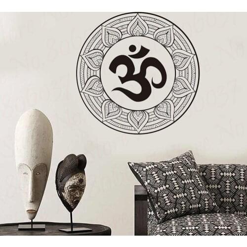 Mandalas Om Symbol Wall Stickers Indian Style Vinyl Art Wall Decal Removable Modern Design Wallpaper Home Decor WL1713