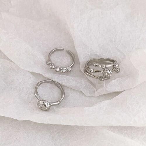 Vintage Silver Color Lava Rings Sets for Women Gothic Irregular Dot Ring Set Fashion Jewelry Punk Ring Accessoires