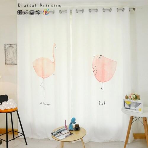 Custom Made 2x Grommet Window Draperies Window Curtain Nursery Kids Children Room Window Dressing 200cm x 260cm Flamingo White