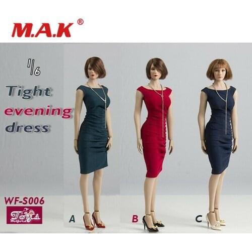 WF-S006 1/6 Scale Female Tight-fitting ruched evening dress for 12" female dolls pre-sale