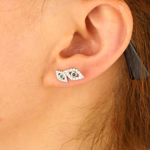 2021 new eye small styles studs cz clear zirconia turkish evil eye lucky girl stud earring for women fashion eye earring jewelry