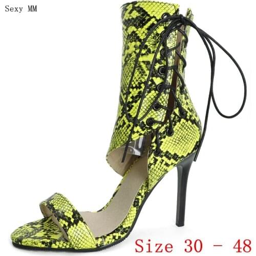 Women Gladiator Sandals High Heels Pumps Summer Shoes Woman High Heel Sandals Plus Size 30 31 32 33 - 40 41 42 43 44 45 46 47 48