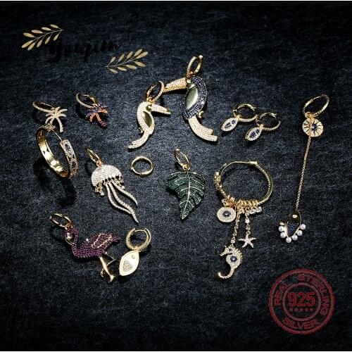 New Summer Light Luxury 925 Silver Women Pearl Zircon Fish Seahorse Jellyfish Earrings Fashion Monaco Exquisite Jewelry Gift