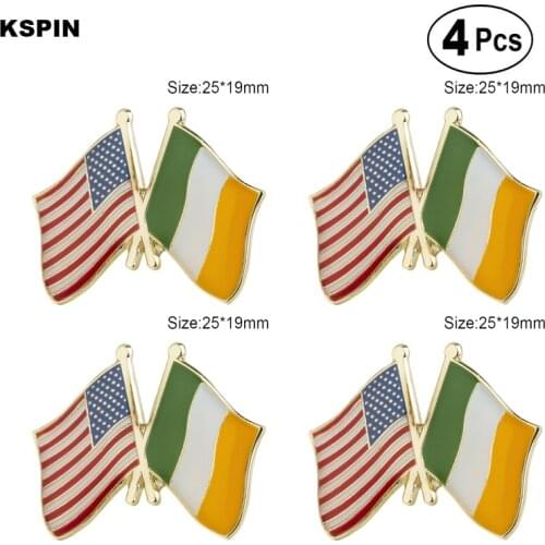 U.S.A Ireland Friendship Flag Pin Lapel Pin Badge Brooch Icons 4pcs