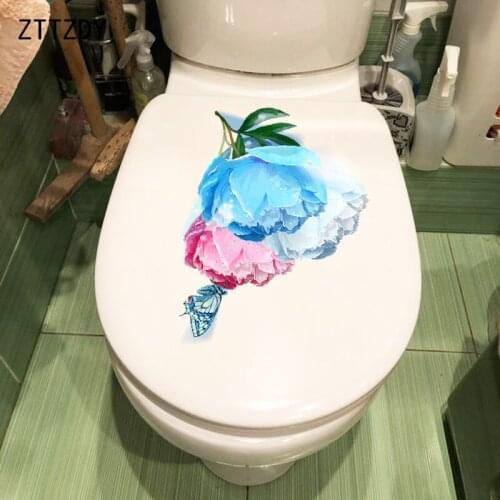 ZTTZDY 19.2CM×25.6CM Three-Color Peony Butterfly Wall Decal Home Room Decoration Fashion Toilet Stickers T2-0996