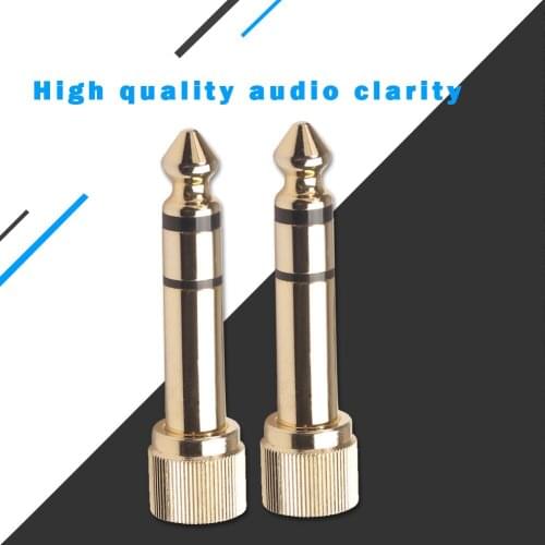 Jack 6.35mm Male to 3.5mm Female Connector Headphone Audio Screw Adapter Audio Jack Adapter Earphone Plug 1/2pcs