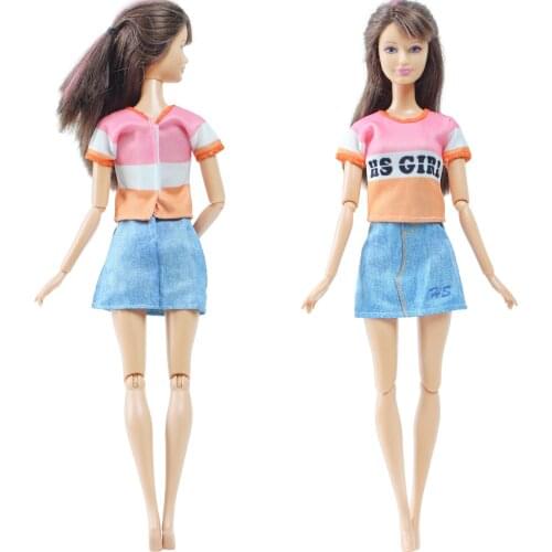 BJDBUS 1 Set Doll Dress Summer Shirt Party Dress Mini Gown Casual Wear Clothes for Barbie Doll DIY Accessories House Toys