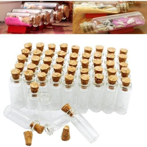 1PCS 50/100/150ml Empty Clear Glass Bottles Jars Vial with Cork Stopper For DIY container