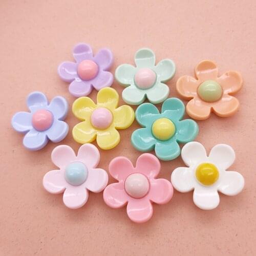 10PCS 20mm Diy Resin Five-petal Flower Jewelry Childrens Hair Accessories Mobile Phone Case Beauty Accessories