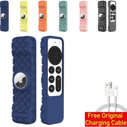 2021 Anti-Lost Protective Case for Siri Remote 2nd Gen Cover for Apple 4K TV remote Durable Shockproof Cover with AirTag Holder