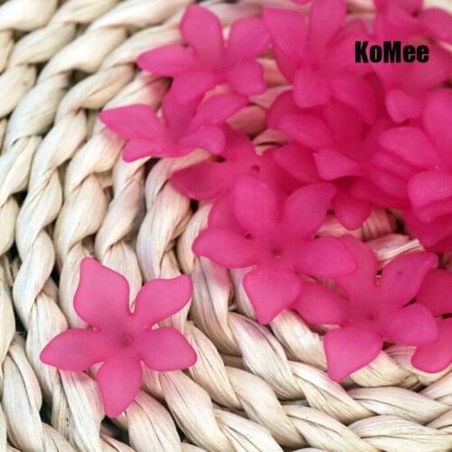 Free Shipping 500pcs/lot Hot Pink Frosted Acrylic Petals Flower Beads 27mm Pendant Necklace Craft DIY Beads For Jewelry Making