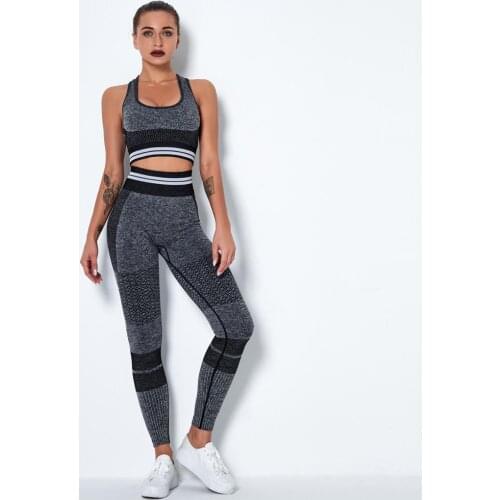 Seamless Yoga Sports Set Workout Wear For Women Fitness Clothing High Waist Yoga Leggings Crop top Gym Sport Suit winter