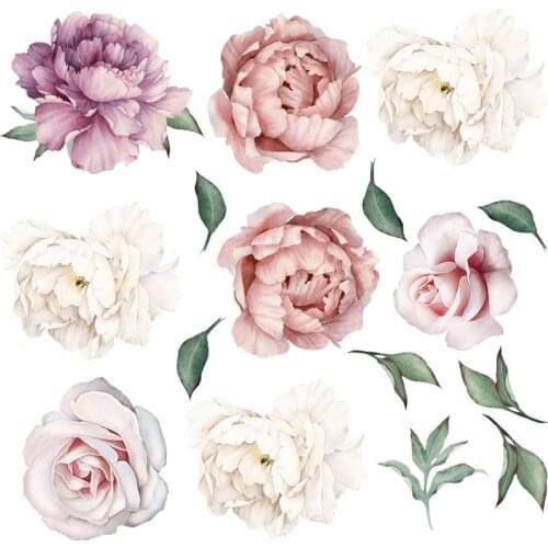 Large Peony Flower Wall Sticker Romantic Rose Sticker Home Decor Wall Decals Bedroom Living Room Mural DIY Background Wallpaper
