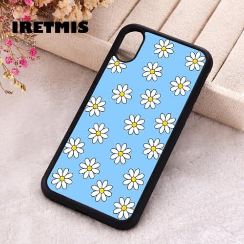 Iretmis 5 5S SE 2020 phone cover cases for iphone 6 6S 7 8 Plus X Xs XR 11 12 MINI Pro Max Soft Silicone TPU Blue simple flower