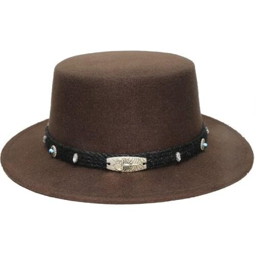 Retro Unisex Women Men /Kid Child Wool Fedora Flat Dome Oval Top Bowler Porkpie Pork-pie Hat Scorpio Knitted Band (54/57cm)