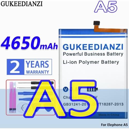 GUKEEDIANZI High Capacity Battery A5 4650mAh For Elephone A5 Mobile Phone Bateria