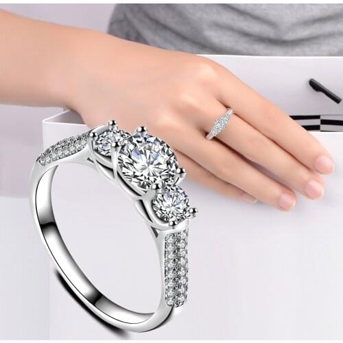 Exquisite Women Jewelry Round Cut AAA White CZ Band Silver color Ring Size 6 7 8 9 10 Wholesale Free Shipping