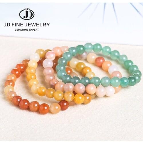 JD Yellow/Pink/Red Green Aventurine Women Bracelets Natural Jade Stone Yoga Mala Prayer Rosary Beads Healing Reiki Jewelry