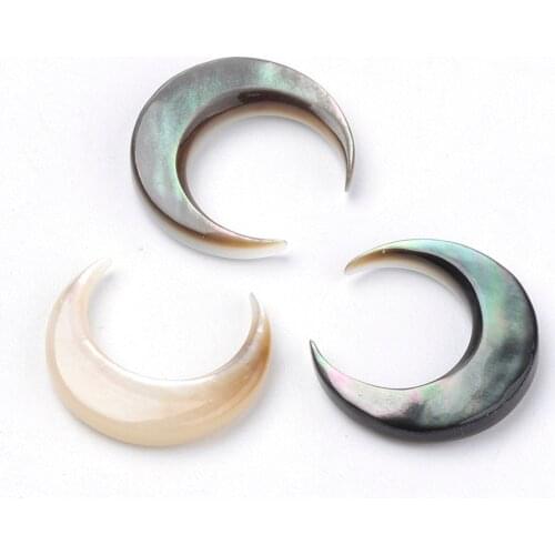 50pcs Moon Shape Shell Cabochons Dome Flat Back Making Jewelry Findings Pendant Settings 12x11.5x2mm
