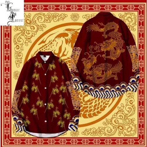 Chinese Dragon 3D Printing Unisex Shirt Women/Men Casual Cool Loose Button Streetwear Overclothes Oversize 6XL