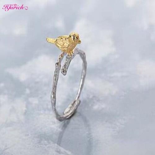 BOHO Silver Color Animal Rings for Women Bird Nest Pattern Peacock Feather Adjustable Geometric Anillos Kольцо Wedding Jewelry