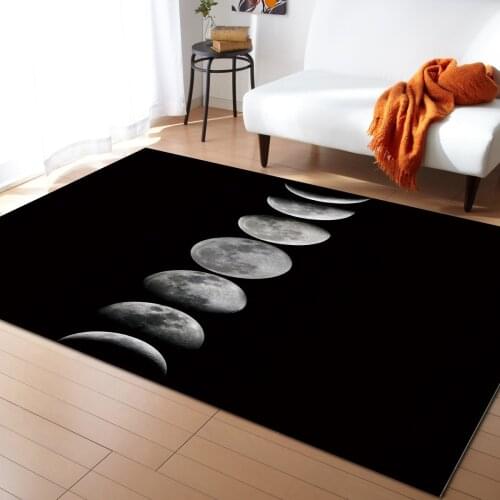 Full Moon Process Black Pattern Carpets for Living Room Bedroom Area Rug Kids Room Play Mat 3D Printed Home Large Carpet