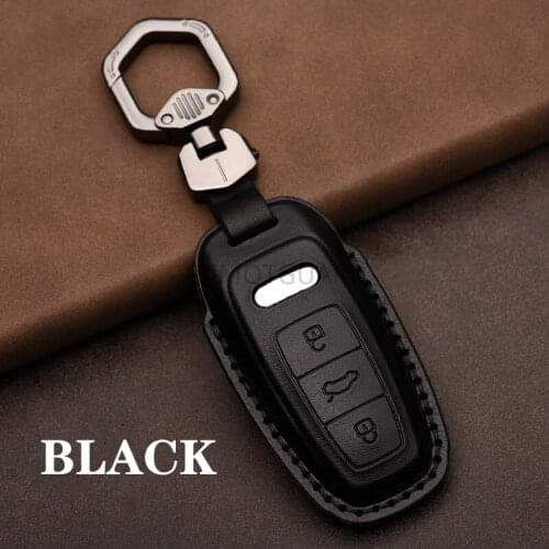 Leather Car Key Case Cover For Audi A3 A4 B9 A6 C8 A7 S7 4K A8 D5 S8 Q7 Q8 SQ8 E-tron 2018 2019 2020 2021 Accessories