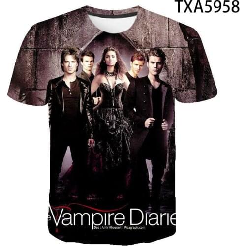 Summer 3D Printed T Shirts The Vampire Diaries Boy Girl Kids Kids Fashion Streetwear Short Sleeve Men Women Children Cool Tops