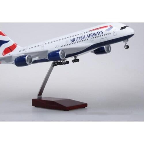 1/160 Scale 50.5CM Airplane Airbus A380 BRITISH Airline Airway Model W Light and Wheel Diecast Plastic Resin Plane F Collection