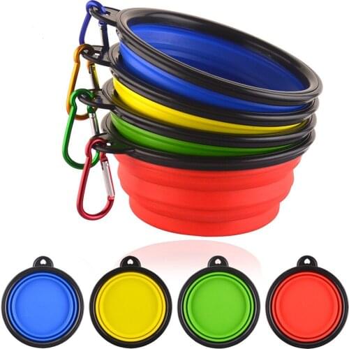 Dog Bowl, Pet Dog Cat Travel Bowl Silicone Foldable Collapsible Feeding Water Dish Feeder portable water bowl for pets