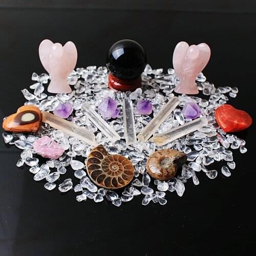 A lot of Natural Quartz Crystal Guardian Angel&Ball&Gravel Mineral Specimens Healing Gems with a pouch 200g