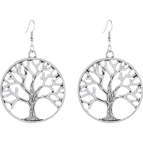 Retro 2020 New Fashion Earrings Life Tree Tide Fan Personality Exaggerated Ms. Earrings Wholesale Sales Ethnic Earrings