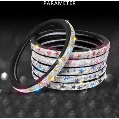 New Bling Luxury Rhinestones Crystal Car Steering Wheel Cover PU Leather Steering-wheel covers Auto Accessories Case Car Styling